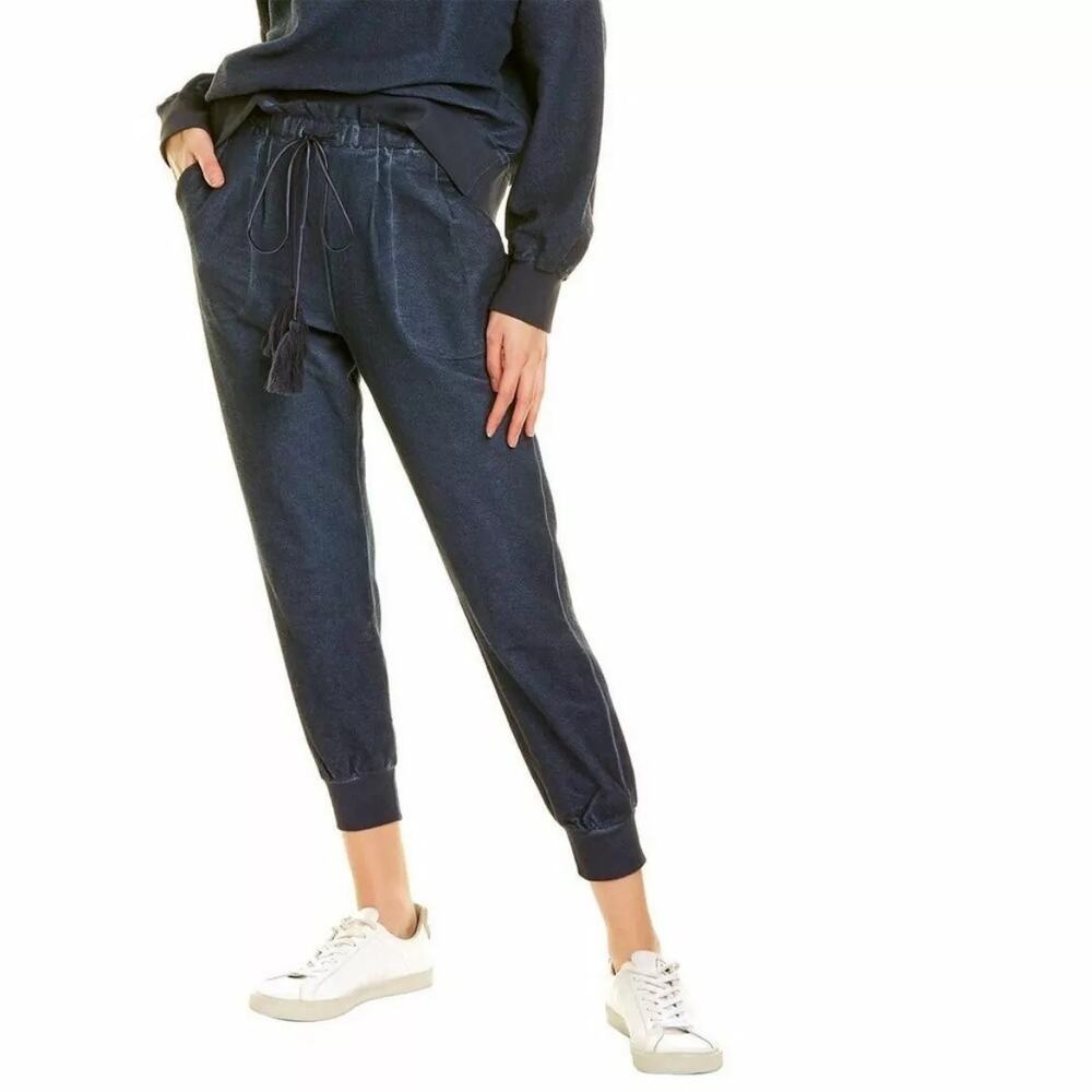 Something Navy Small Navy Blue Meghan Paperbag Waist Sweatpants Joggers
